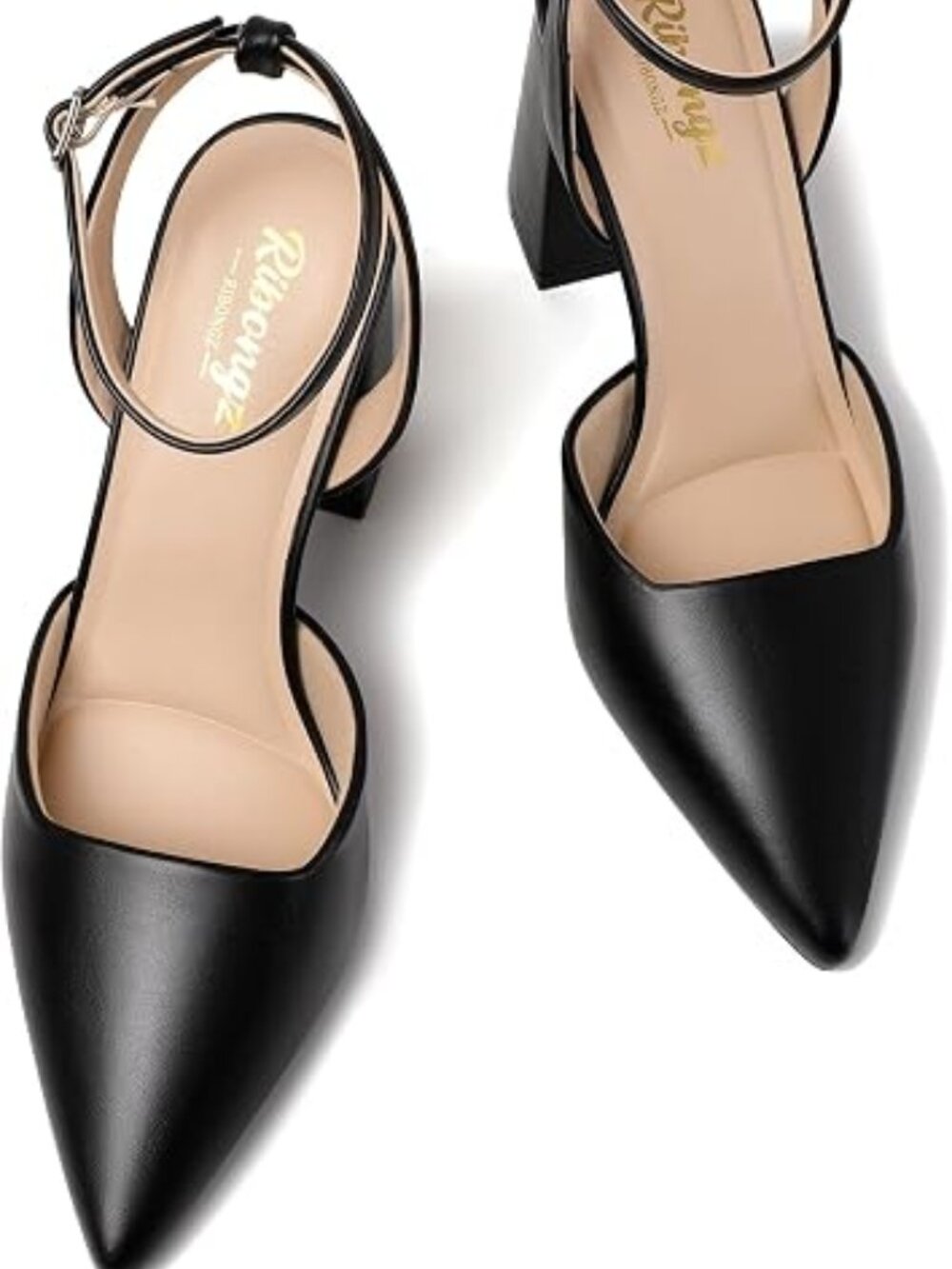 Block Heels for Women Closed Pointed Toe Heeled Slingback Chunky High Heel Ankle